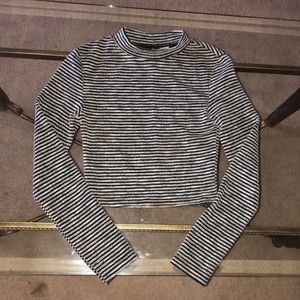 H&M Black and White Stripes Crop Top